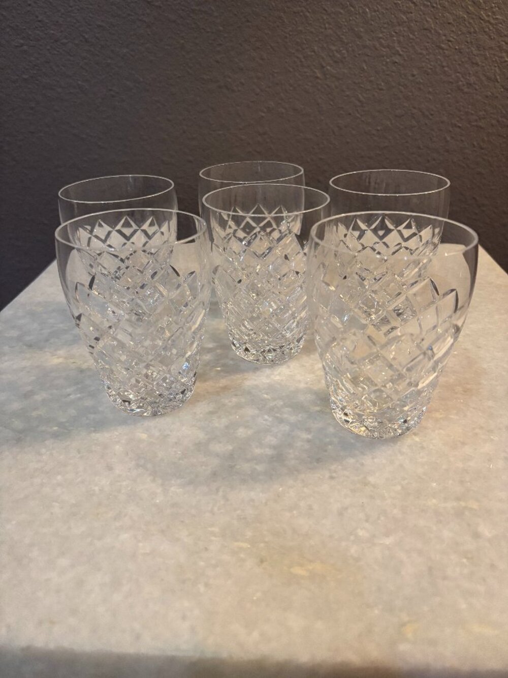 Vintage Bohemia Crystal Diamond Tumbler Glasses 8oz Set of 6 Boxed
